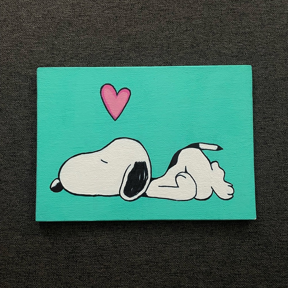 Snoopy Canvas Art with Pink Heart